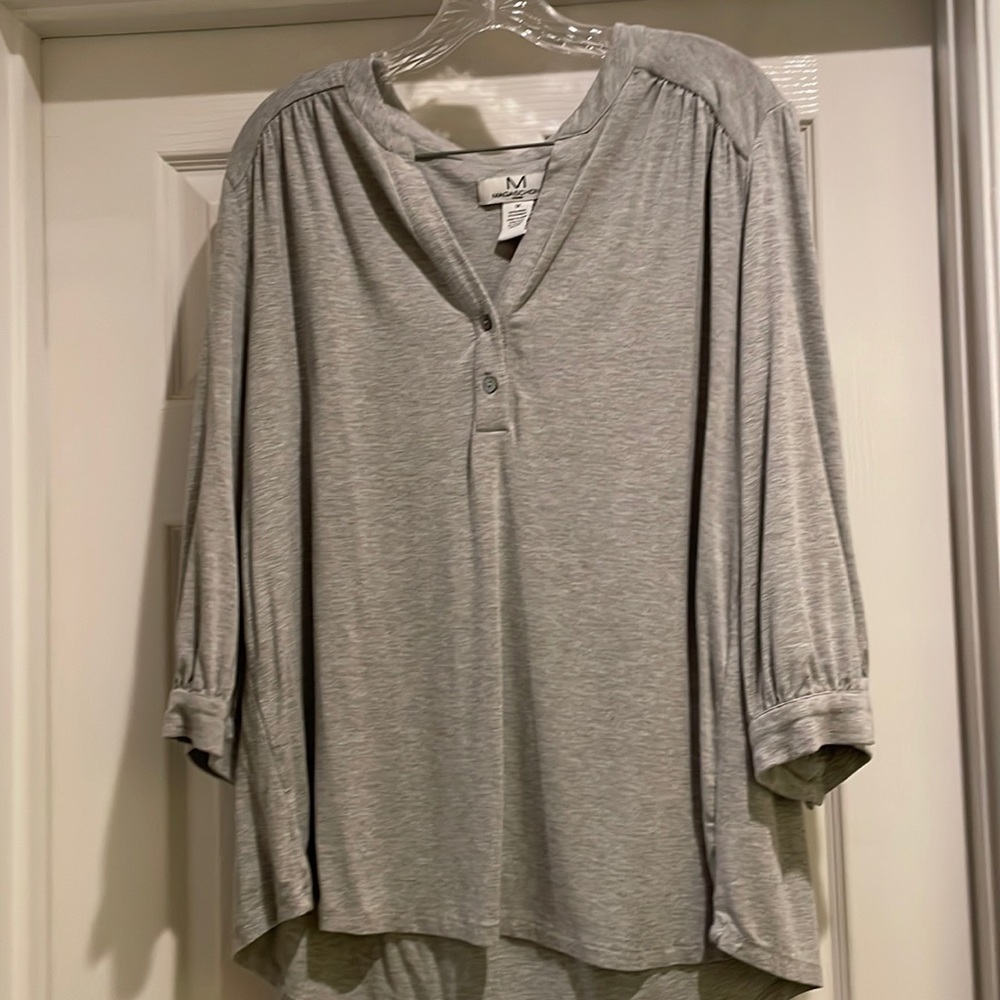 Magaschoni Gray Shirt with 3/4 Sleeves Size 1X